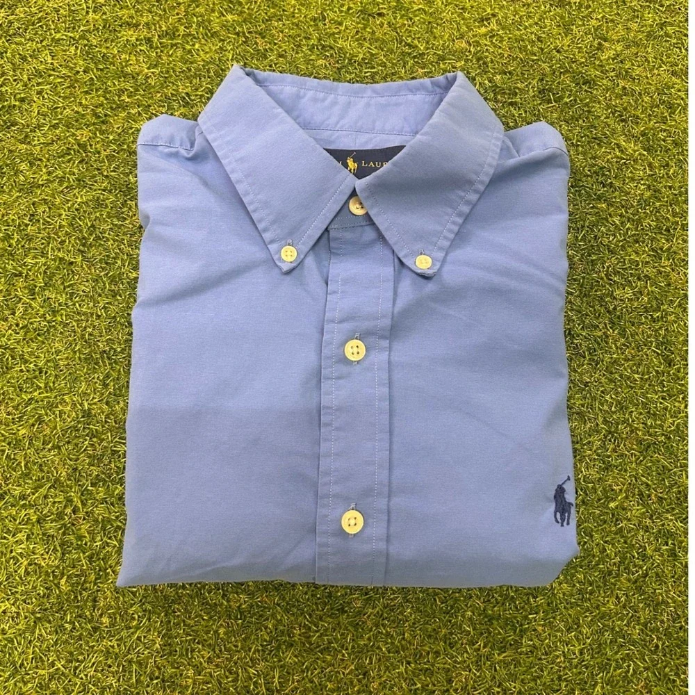 Polo Ralph Lauren Performance Shirt Mens Large Blue Long Sleeve Button Down L
